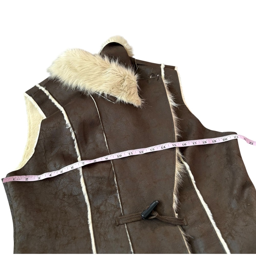 INC International Concepts Y2K Brown Faux Suede Fur Vest L Penny Lane Afghan - Picture 11 of 11